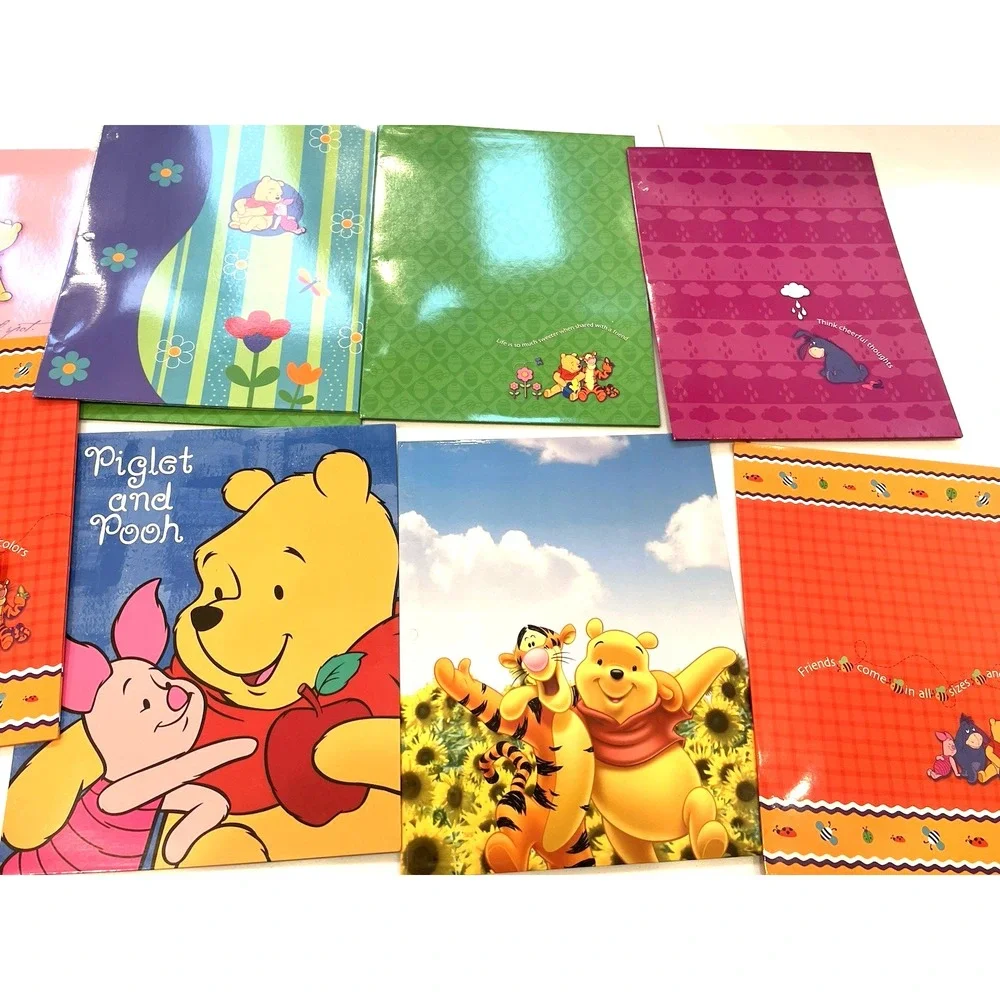 Vintage Pen Tab Disney Winnie The Pooh School Folder Lot of 13 Piglet Tigger Y2K